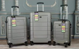 Zestaw 3 walizek podróżnych kabinowych na kółkach (kolor: BEŻOWY)