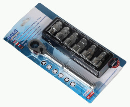Universal wrench with ratchet + sockets 8-21mm