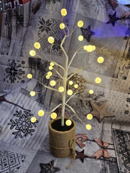 LED trees in jute with batteries, height 35cm
