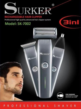 Professional 3-in-1 shaver for hair, face and body SURKER® model: SK-7002